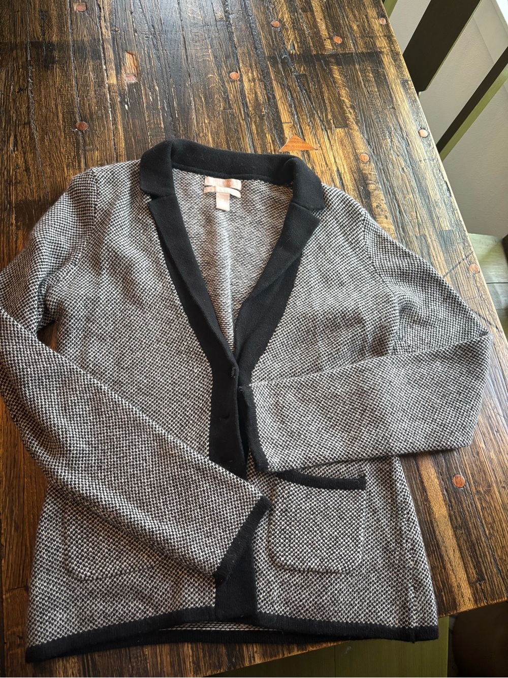 Banana Republic Black and White Knit Shawl-Collar Cardigan Jacket